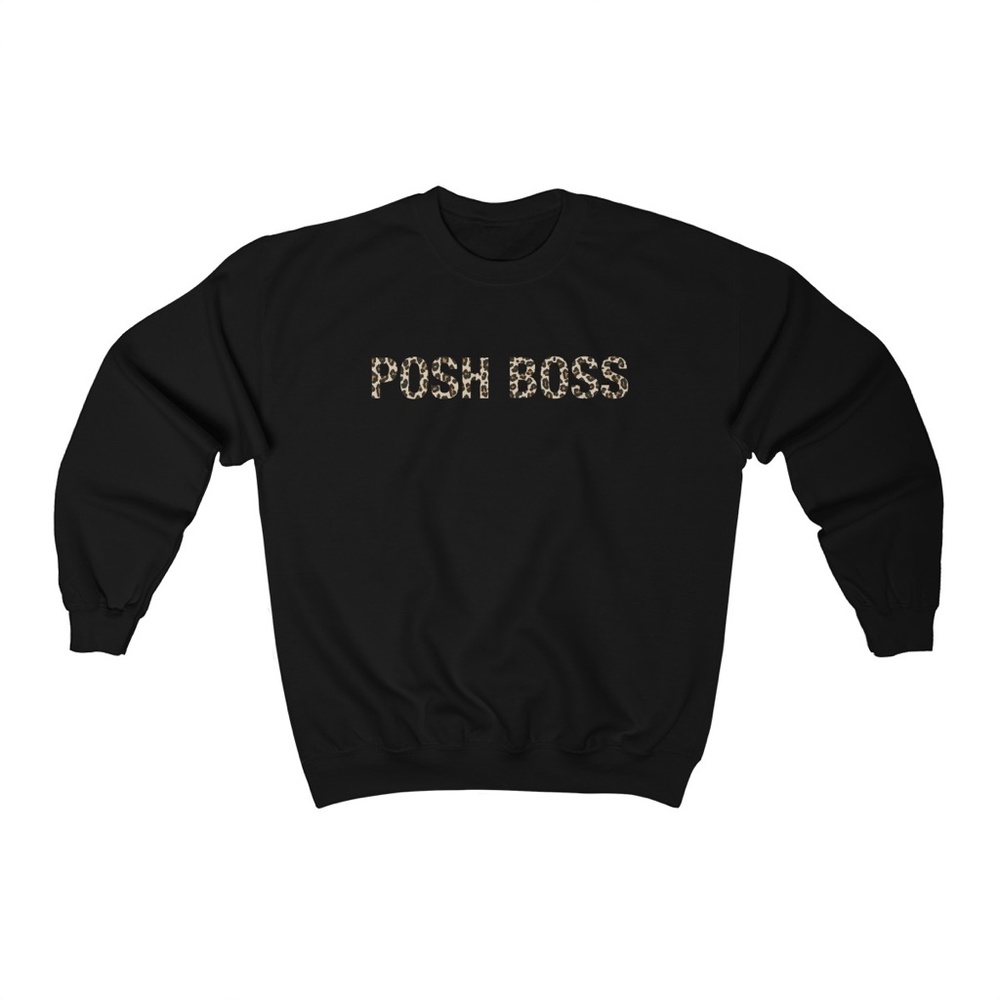 POSH BOSS | Leopard Print Crewneck Sweatshirt | Black